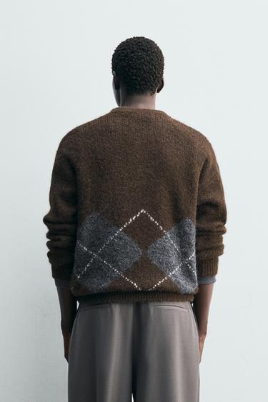 ARGYLE JACQUARD SWEATER - Brown by Zara - Image 2