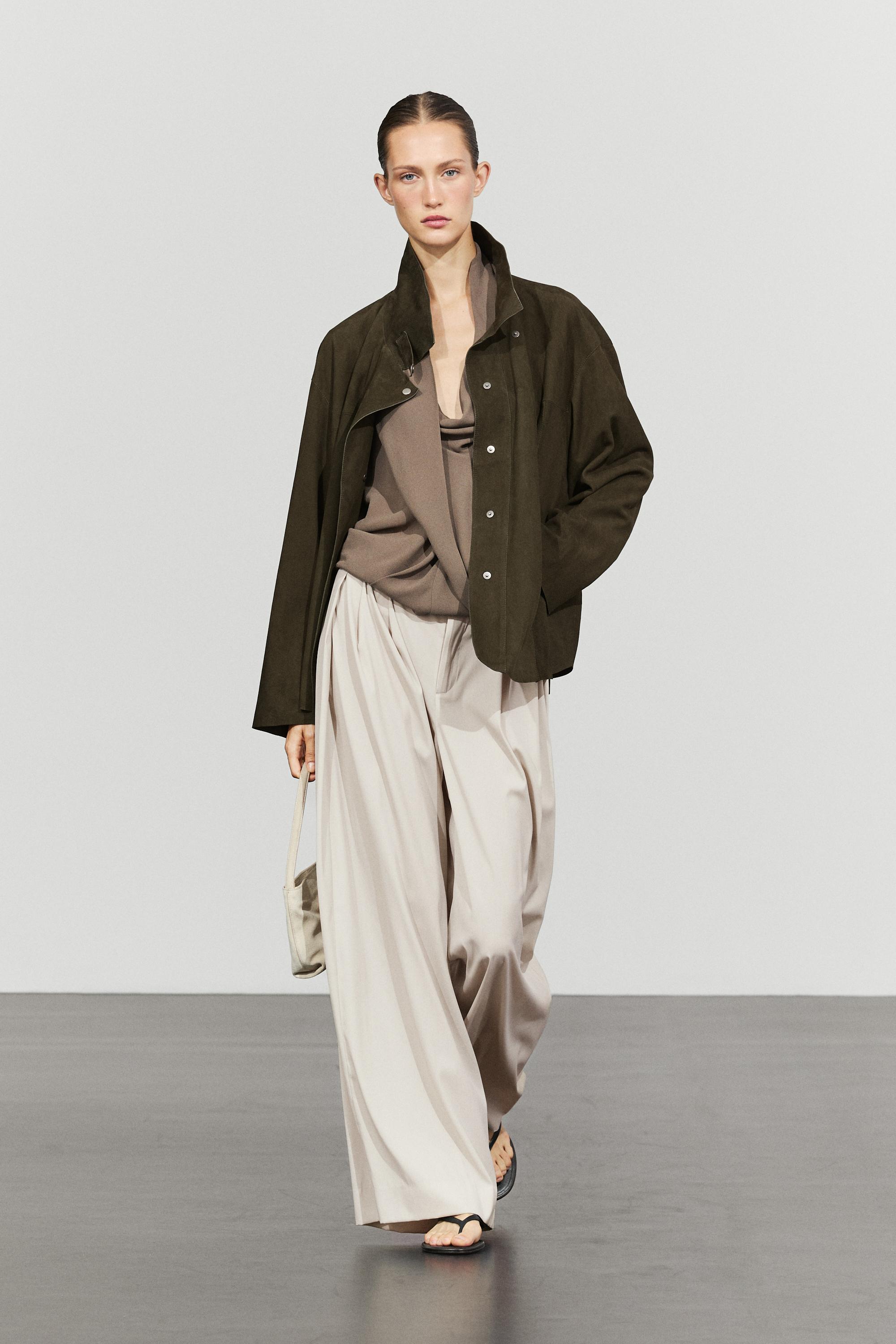 High-neck faux suede jacket