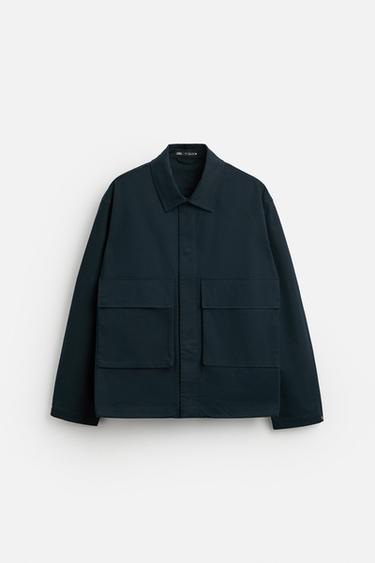 BOXY FIT OVERSHIRT WITH POCKETS - Navy blue by Zara