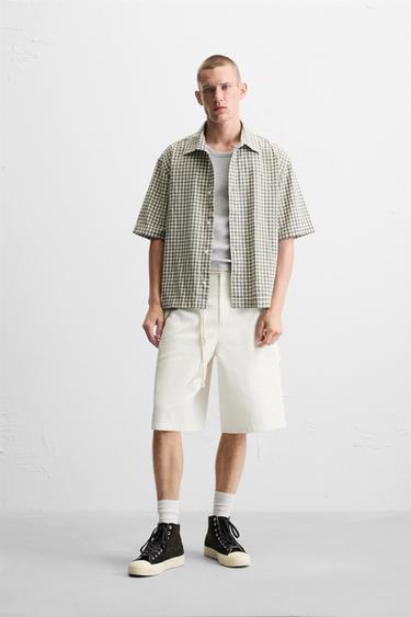 RELAXED FIT BERMUDA SHORTS - White by Zara