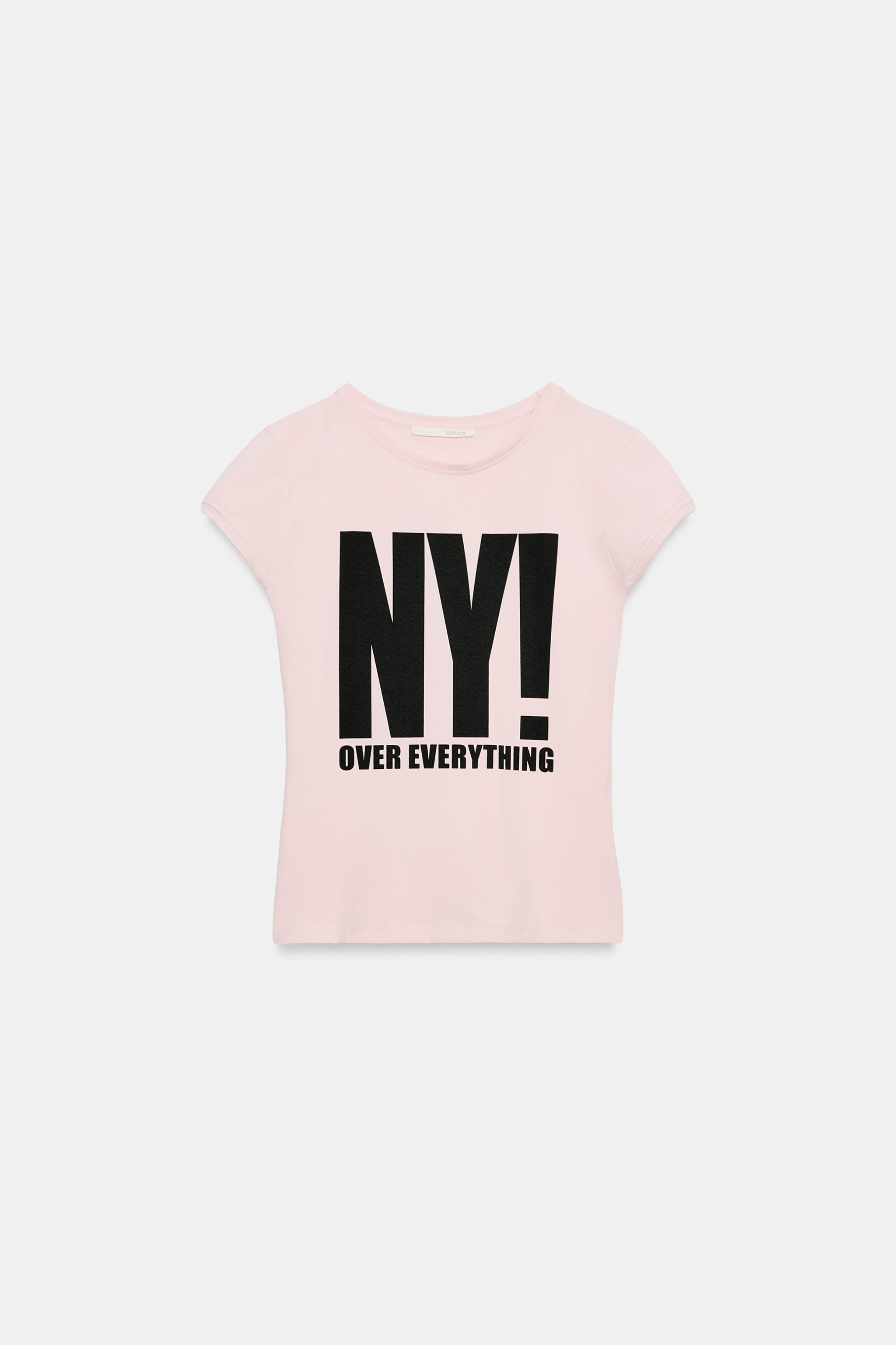 Zara TEXT PRINT SHORT SLEEVE T-SHIRT — фото 3