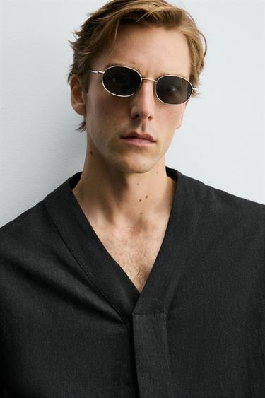 CAMISA RELAXED FIT VISCOSA - CÁÑAMO - Negro de Zara