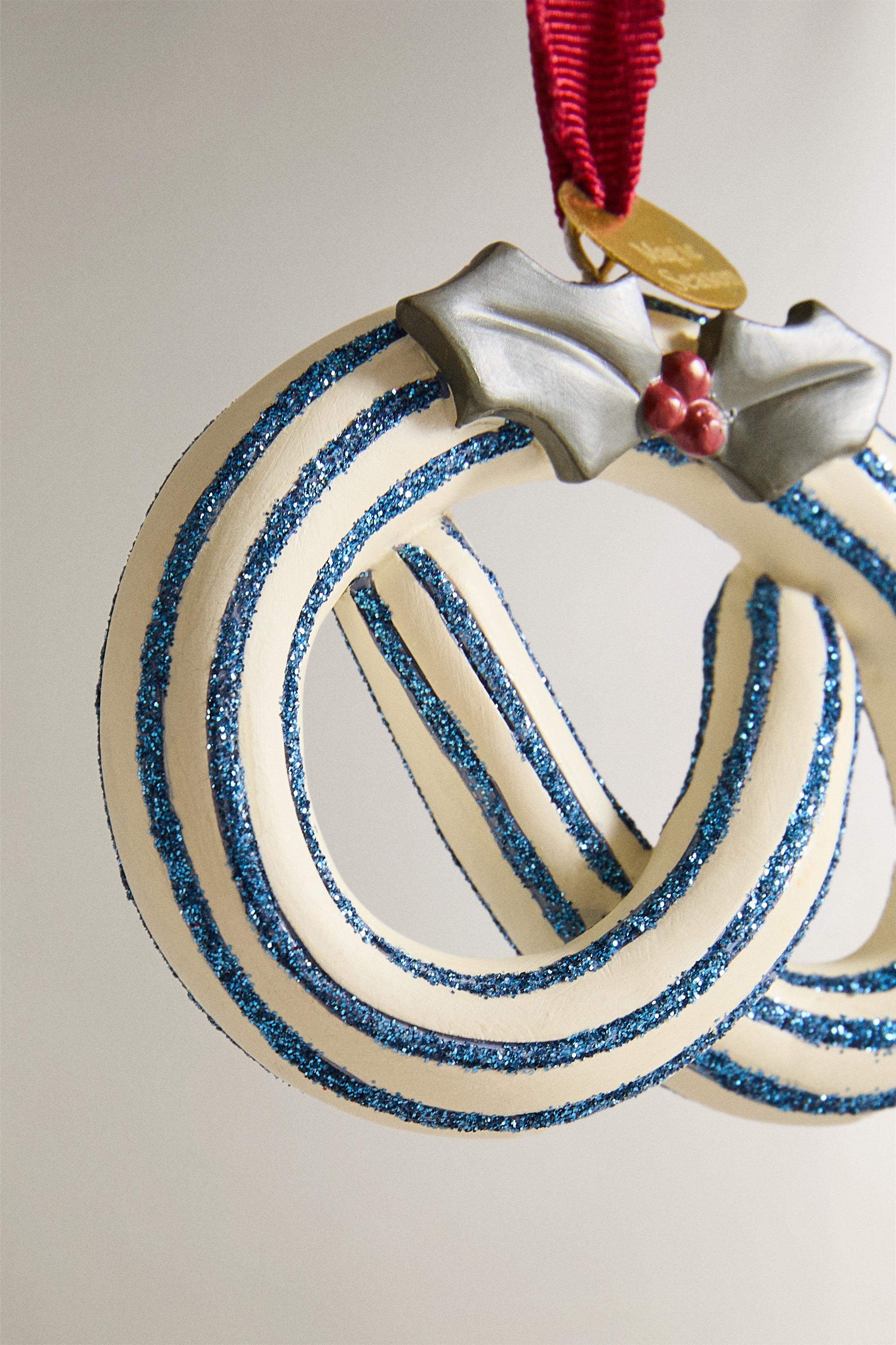 プレッツェル グリッター クリスマスツリーオーナメント - ブルー