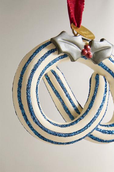 DÉCORATION SAPIN BRETZEL PAILLETÉ NOËL - Bleu de Zara - Image 3