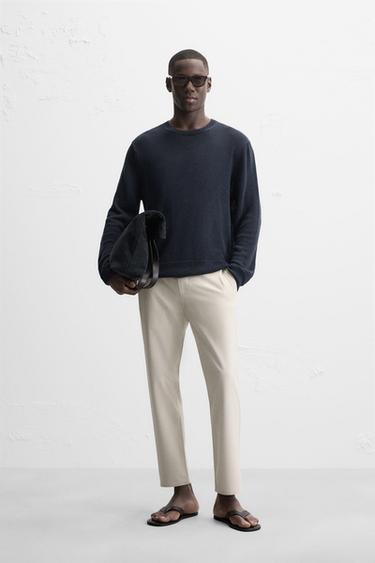 TEXTURED COMFORT TROUSERS - Light sand by Zara