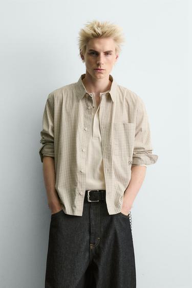 CAMISA CUADROS ESTAMPADO CUPIDO - Crudo de Zara