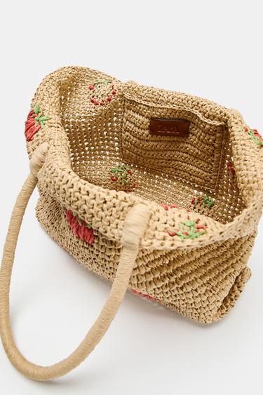 EMBROIDERED TOTE BAG - Light beige by Zara - Image 4
