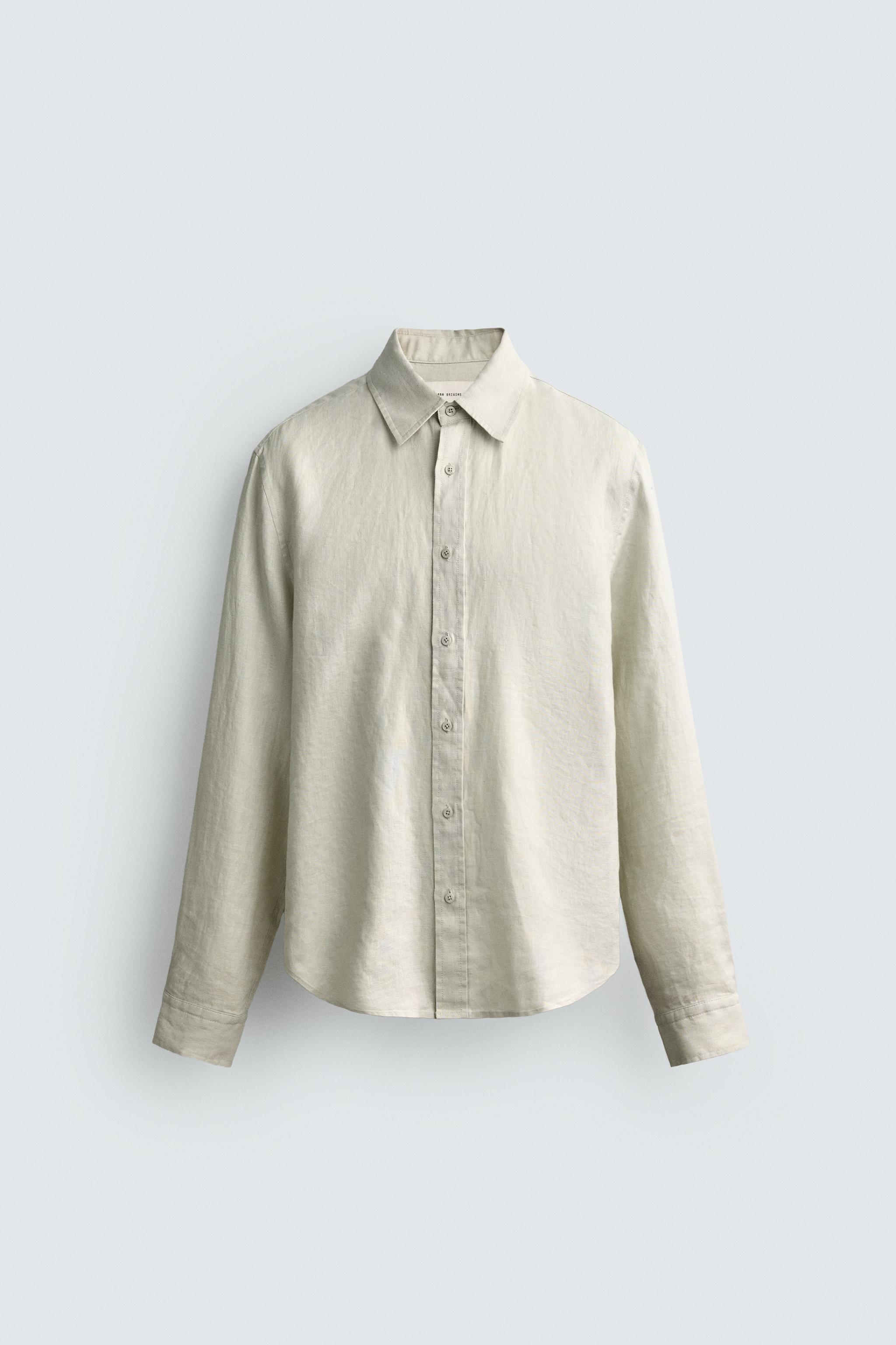 100% LINEN REGULAR FIT SHIRT - Blue / Lavender | ZARA United States