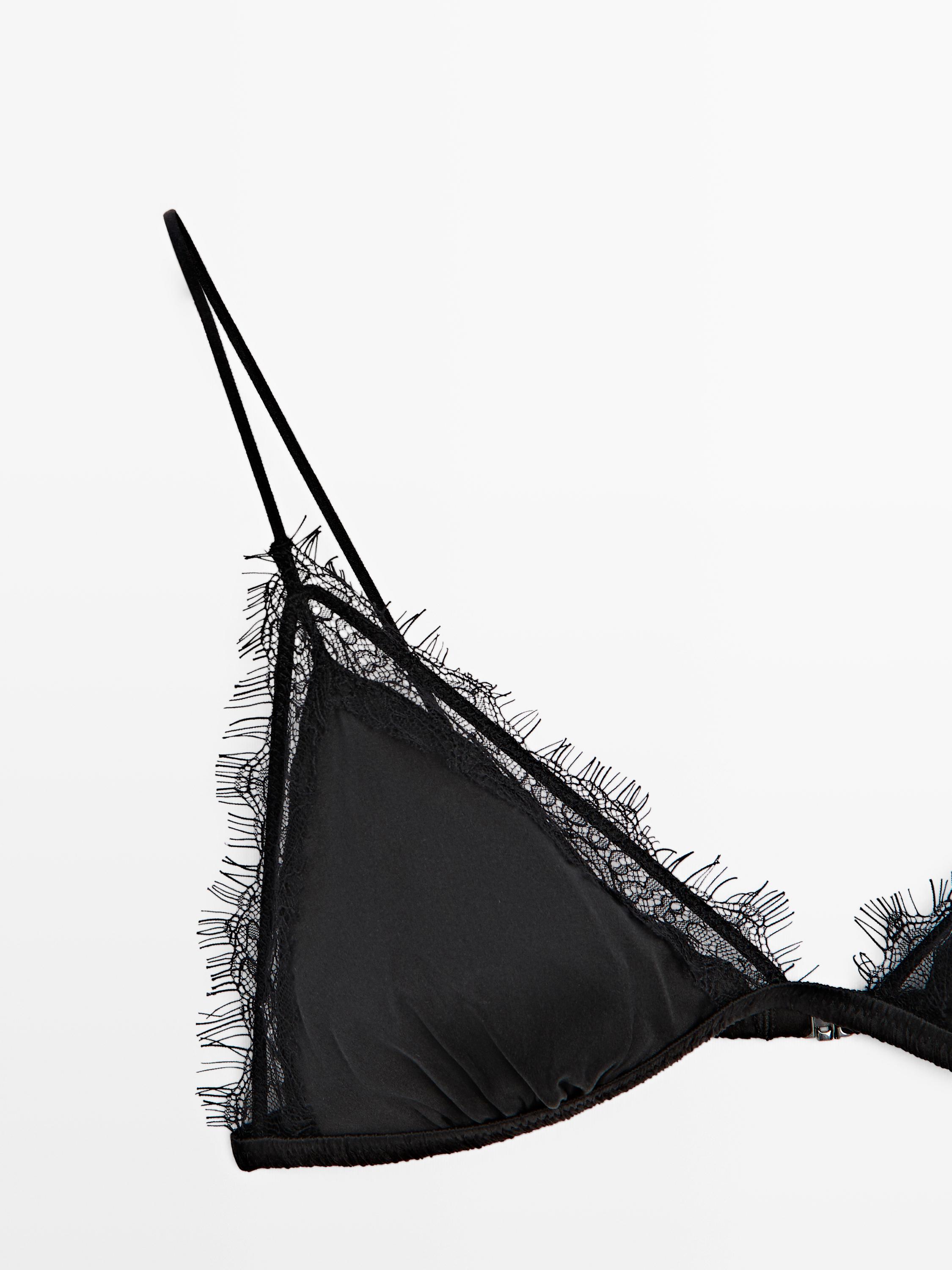 Silk blend top with lace detail