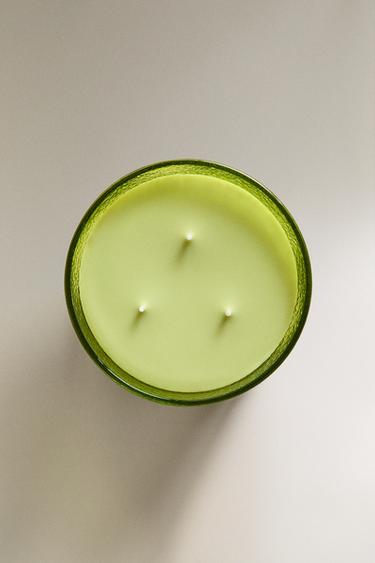 (500 G) BERGAMOT & SANDALWOOD SCENTED CANDLE - Ecru / Green by Zara - Image 2