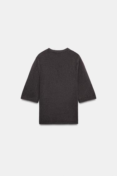 HAUT EN MAILLE À MANCHES COURTES - Marron de Zara - Image 4