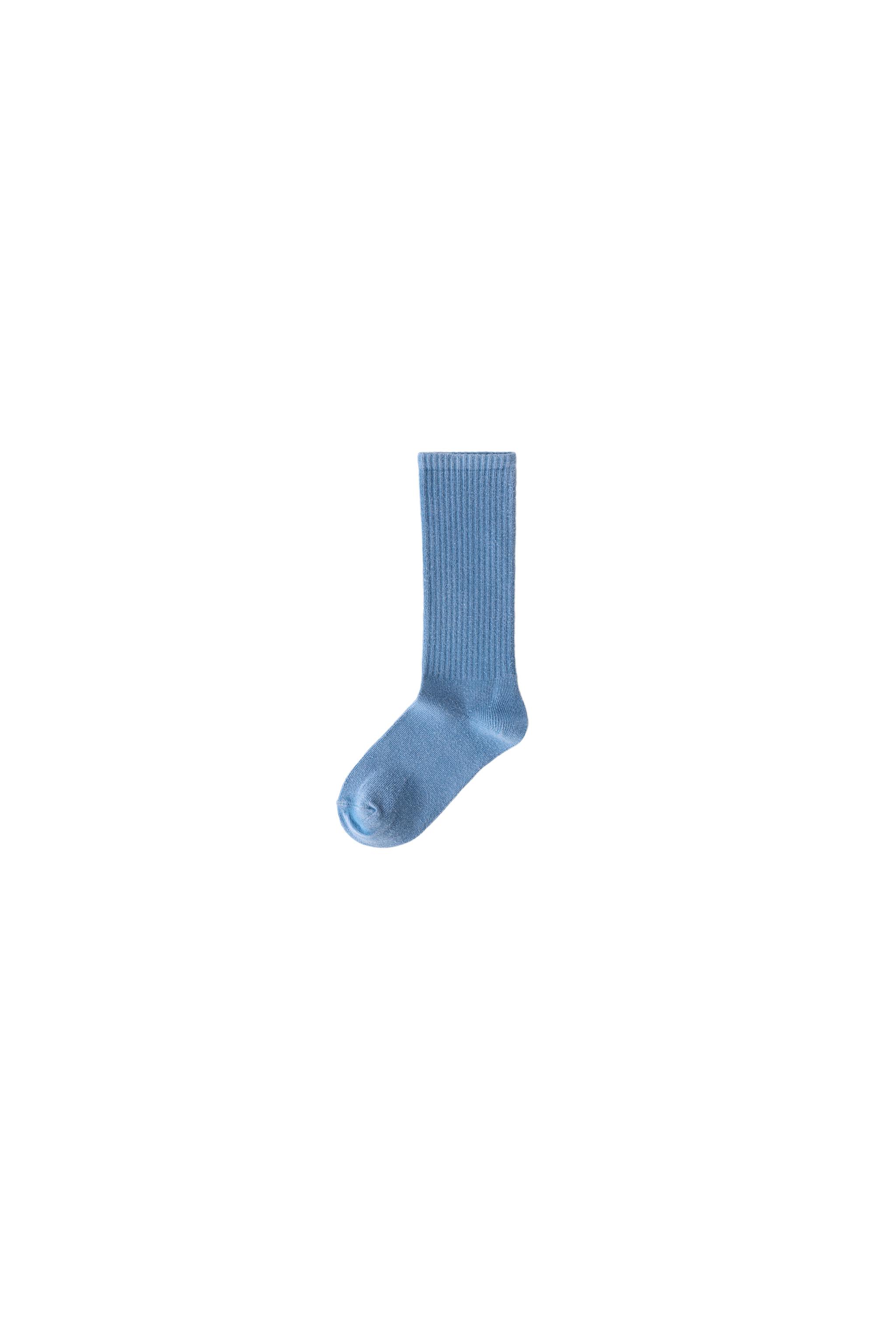 SOLID RIBBED MID-LENGTH SOCKS — Blue