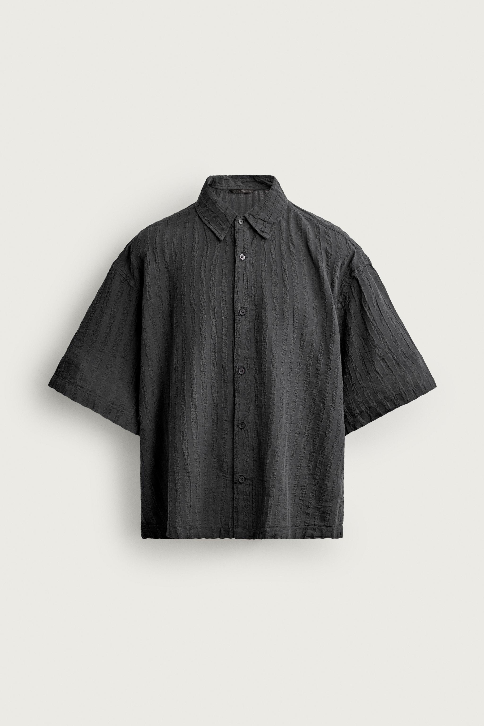 BOXY FIT STRIPED JACQUARD SHIRT - Brown | ZARA United States