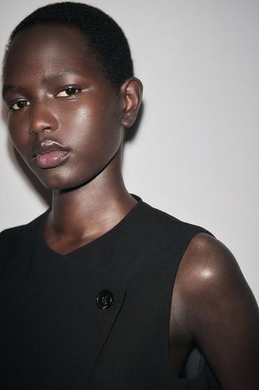 CHALECO CRUZADO BOTÓN ZW COLLECTION - Negro de Zara