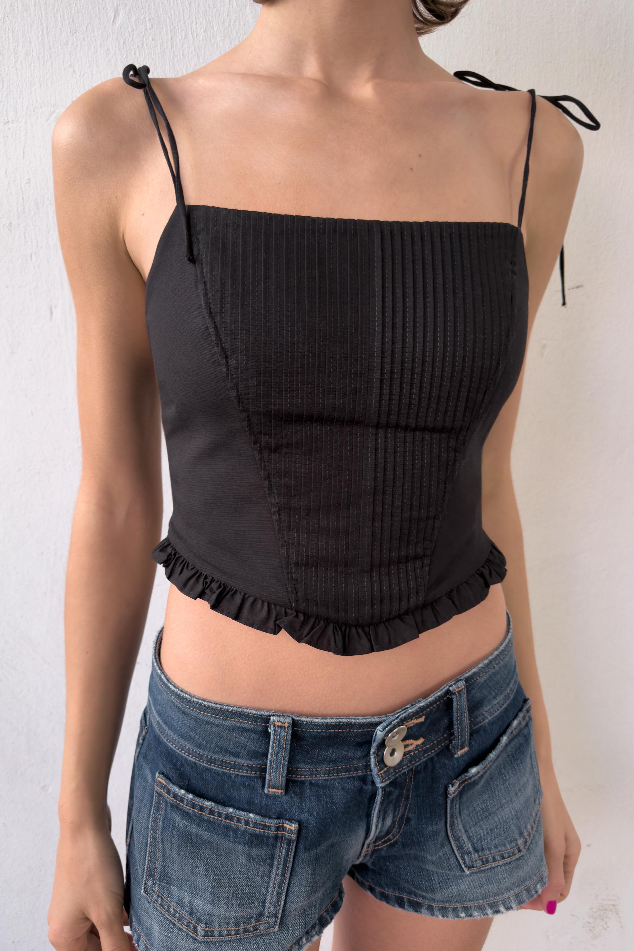 POPLIN CORSET CROP TOP