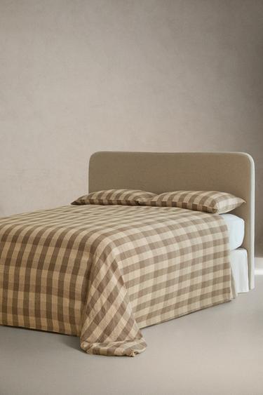 HOUSSE DE COUETTE LIN CARREAUX - Marron de Zara - Image 1