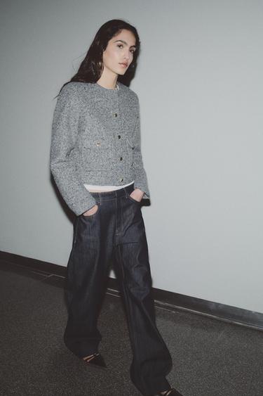 SHORT BOUCLÉ JACKET - Grey by Zara