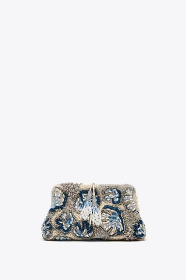 CLUTCH ABALORIOS - Azul de Zara