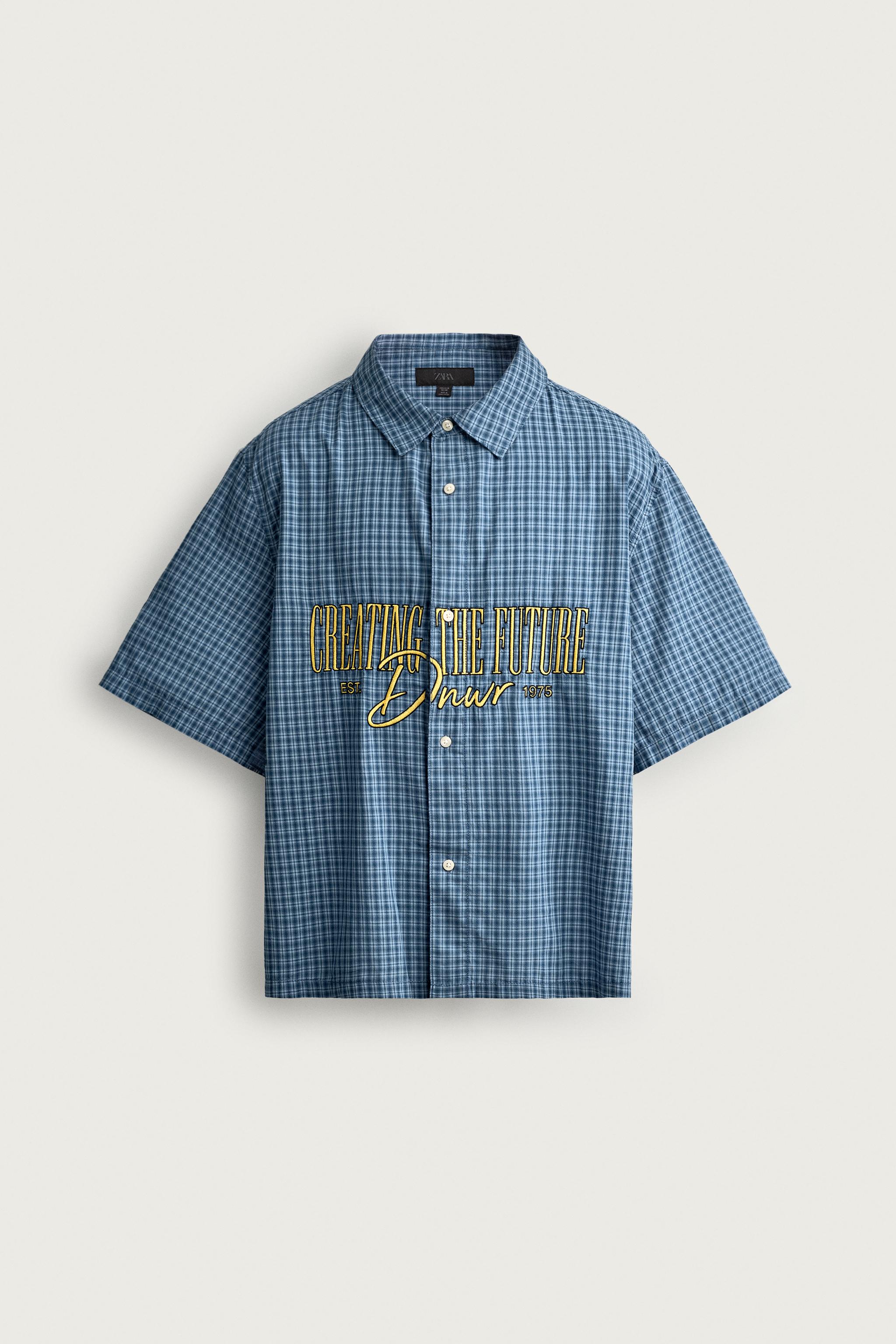 Мужские рубашки Zara RELAXED FIT PLAID ZIPPER SHIRT — фото 6