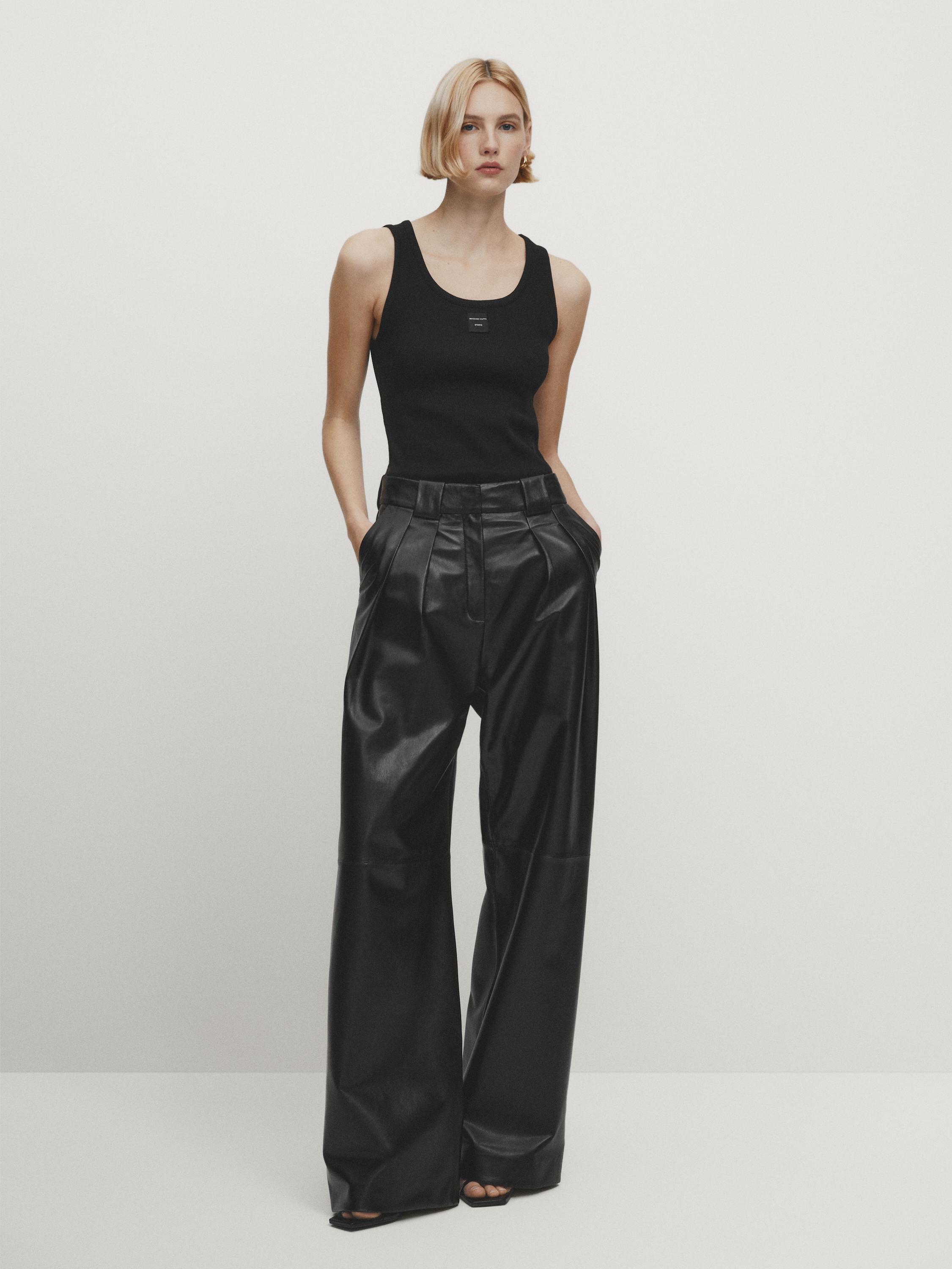 ZARA 100% SHEEP LEATHER FLARED LEATHER TROUSERS LIMITED EDITION XS -  2154/240