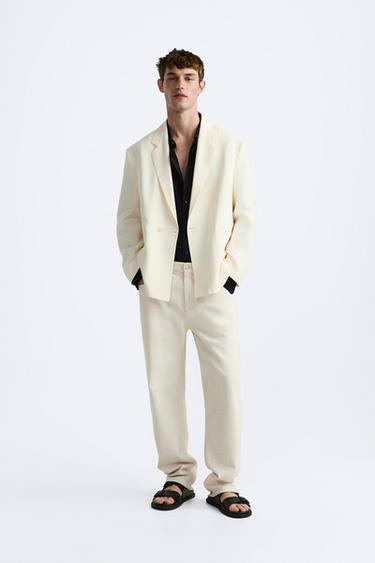 BLAZER DE COSTUME MÉLANGE VISCOSE - Beige de Zara - Image 0