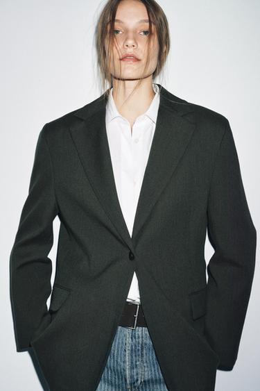 OVERSIZED WOOL BLAZER ZW COLLECTION - Green marl by Zara - Image 1