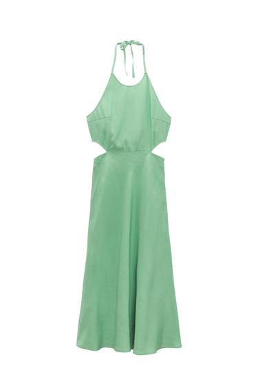 LINEN BLEND DRESS WITH CUT-OUT DETAIL