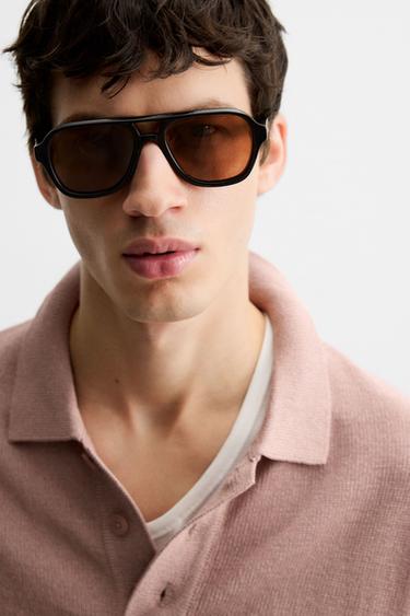 TEXTURED KNIT POLO SHIRT - Pink by Zara - Image 5