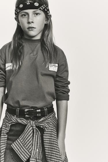 Zara SHIRT WITH PATCHES - Brown