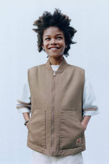 Zara TWILL LABEL VEST - Beige
