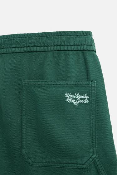 TEXTURED CARPENTER POCKET BERMUDA SHORTS - Green de Zara - Image 9