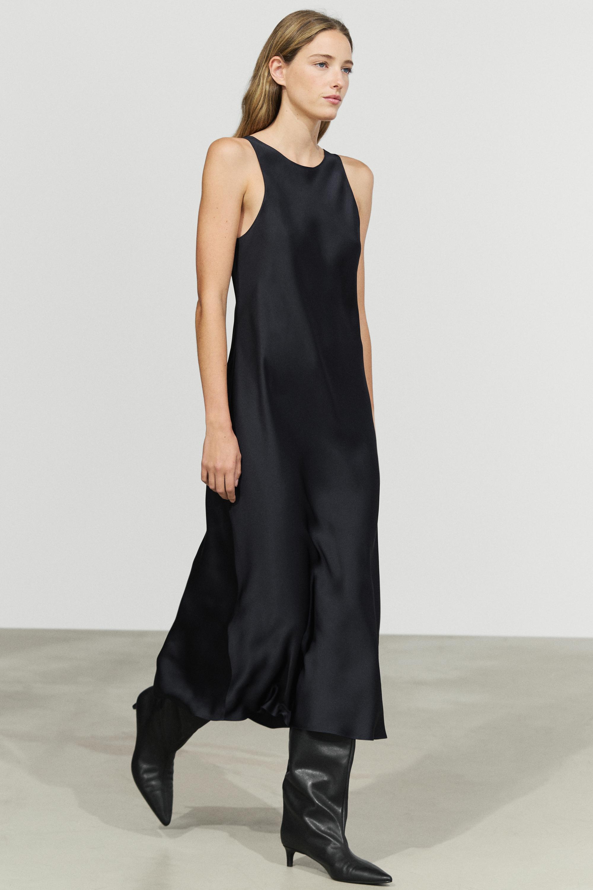 Crinkle satin midi dress