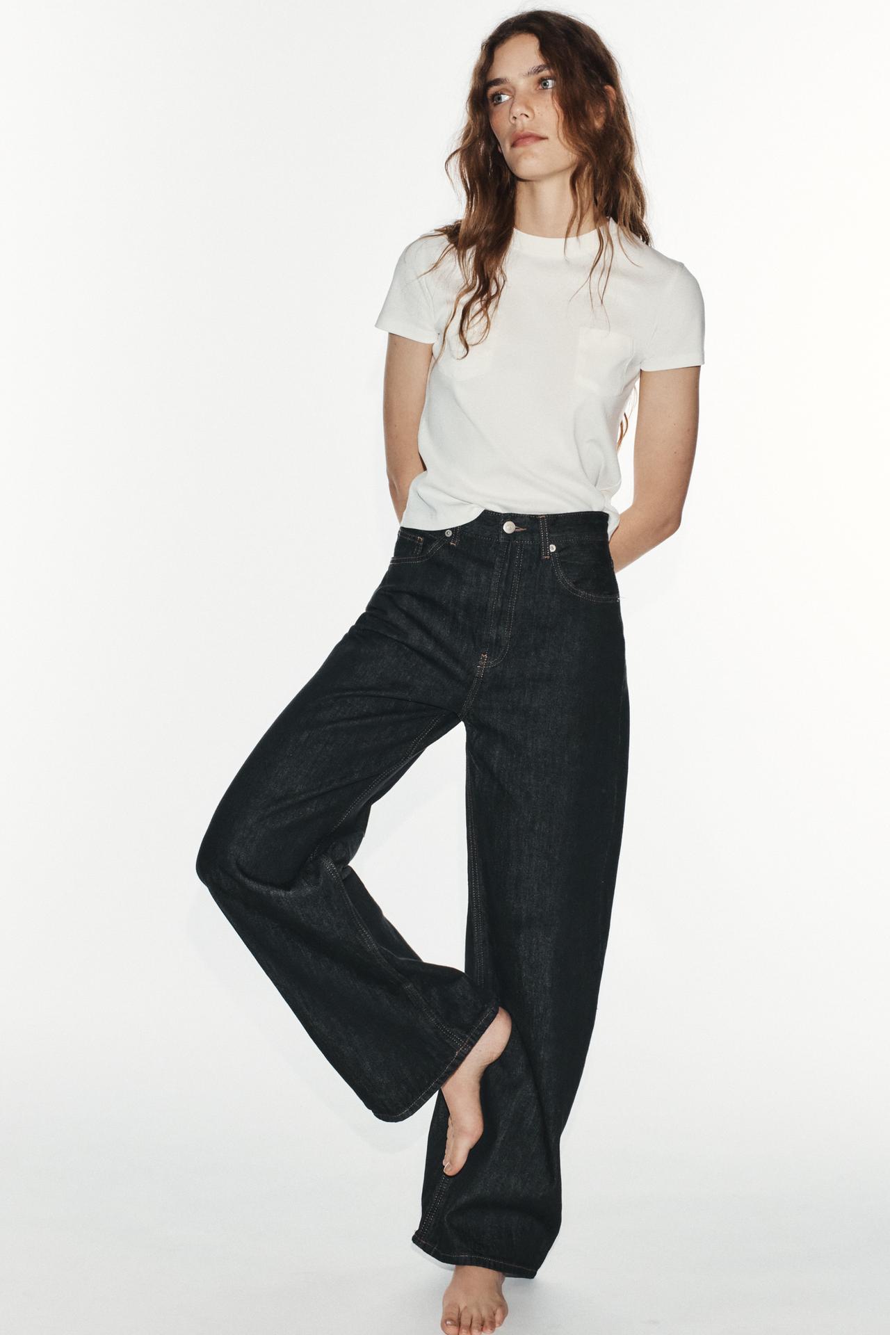 EXTRA WIDE LEG HIGH-RISE TRF JEANS — Black