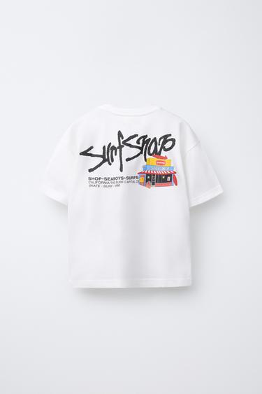 SURF SHOP PRINT T-SHIRT - Oyster-white by Zara