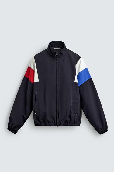 Zara 復古拼色科技夾克 - 海藍色