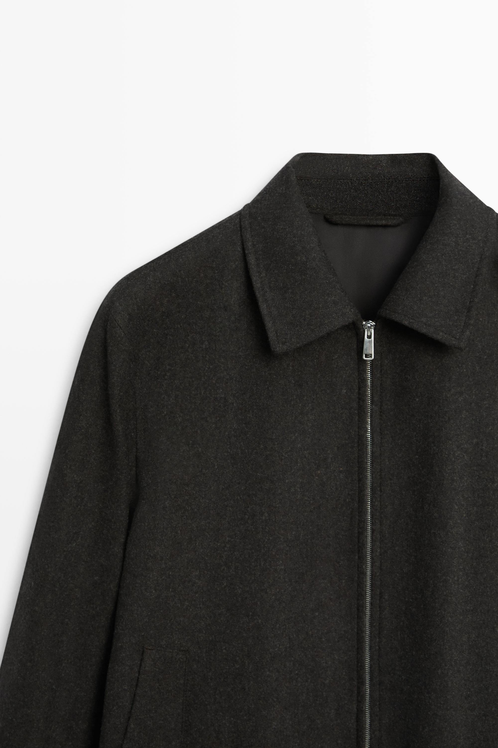 Wool-blend flannel bomber, total look
