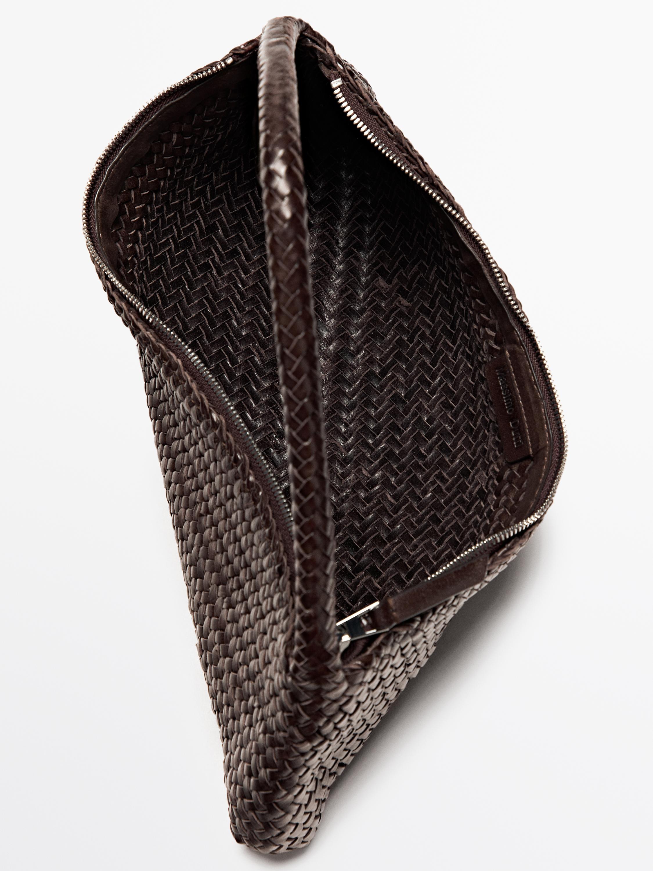 Nappa leather woven croissant bag