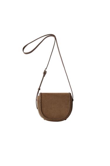 LEATHER CROSSBODY BAG - Brown by Zara