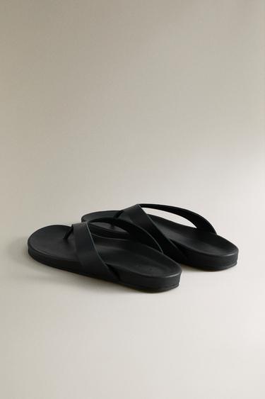 THONG-TOE LEATHER SANDALS - Black by Zara - Image 3