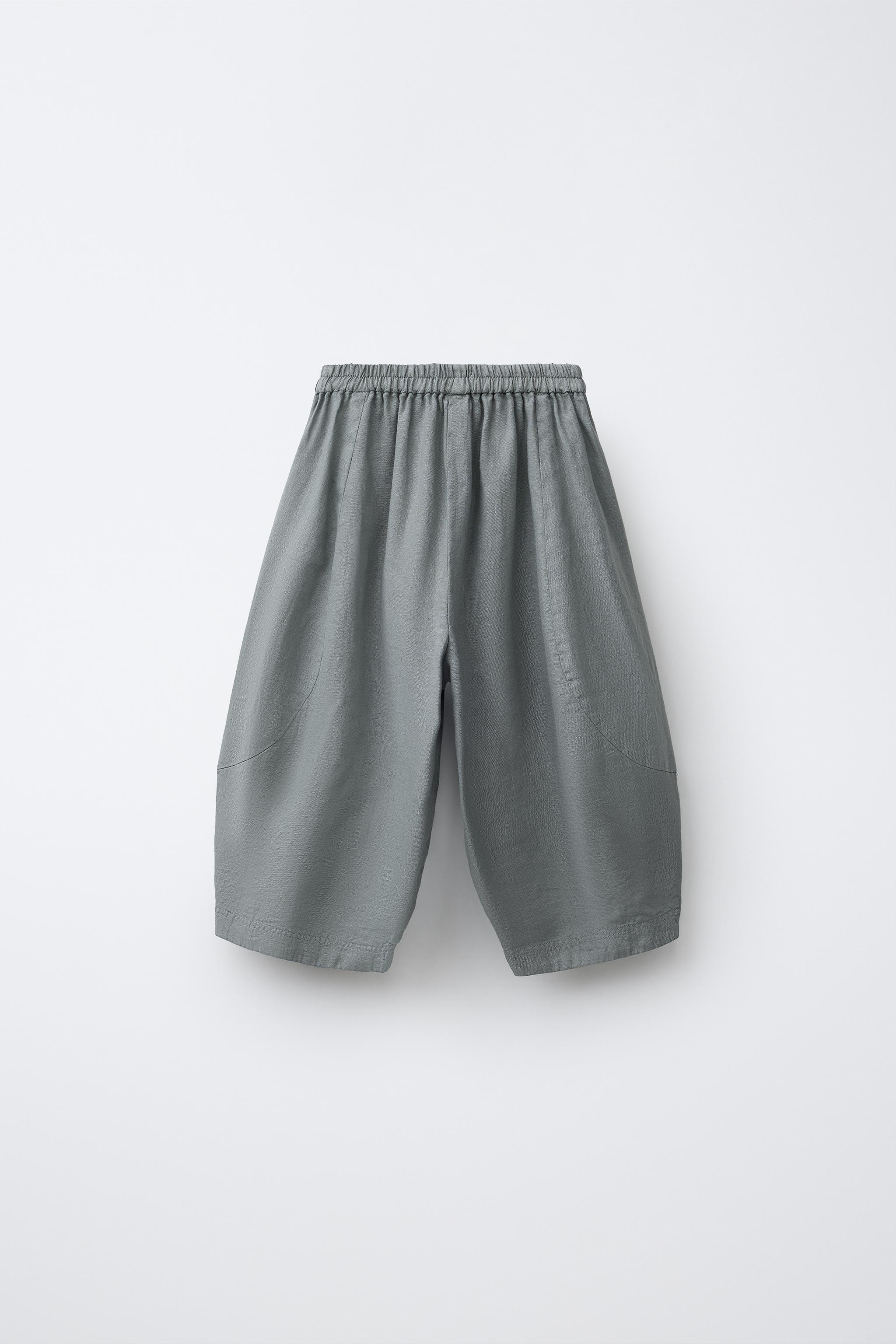 100% LINEN BALLOON TROUSERS - Green / Blue | ZARA United Kingdom