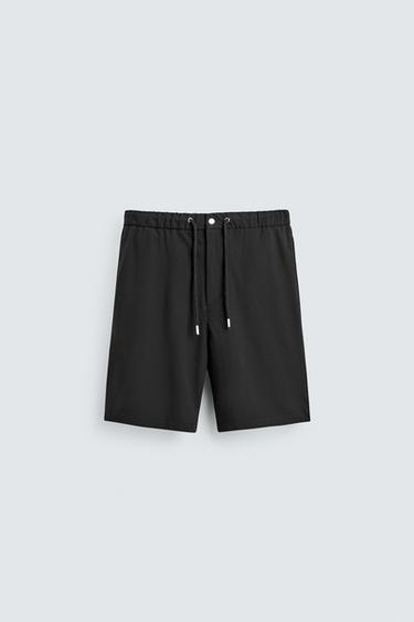 Zara RELAXED FIT TECHNICAL SHORTS - Black