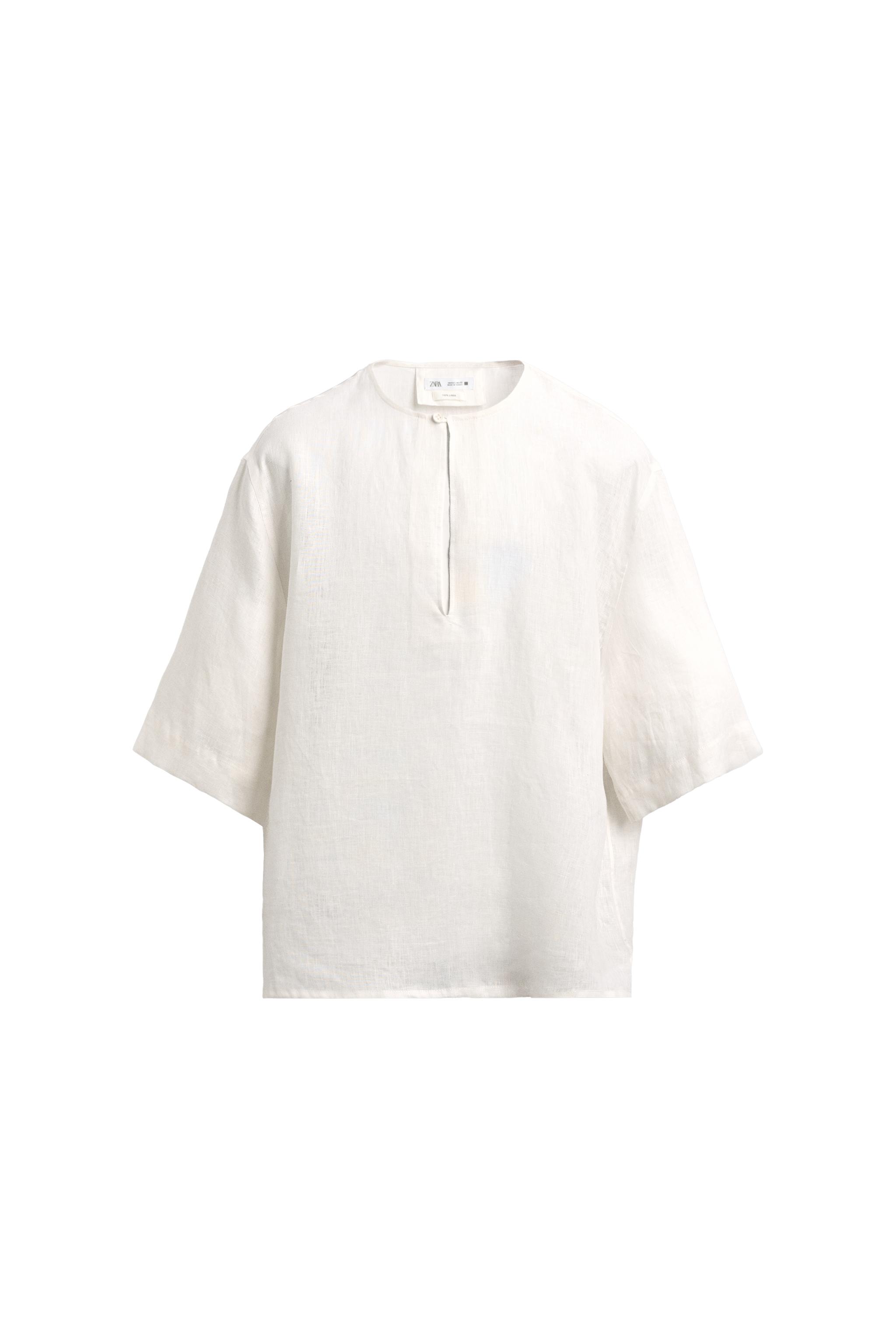 リラックスフィット100%リネンシャツ - オフホワイト | ZARA Japan / 日本