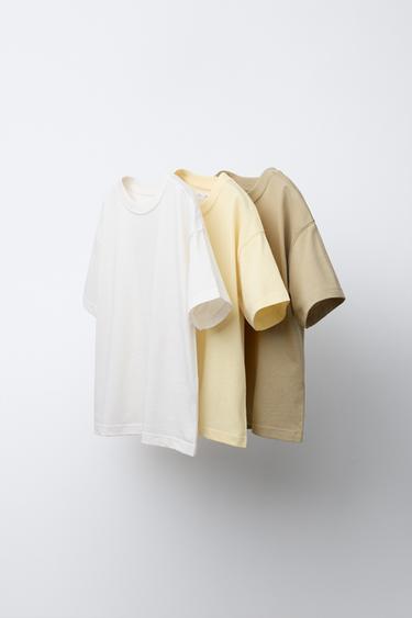 PACK TRES CAMISETAS LISAS - Amarillo de Zara