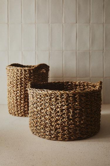 CYLINDRICAL SEAGRASS BASKET - Світло-бежевий Zara