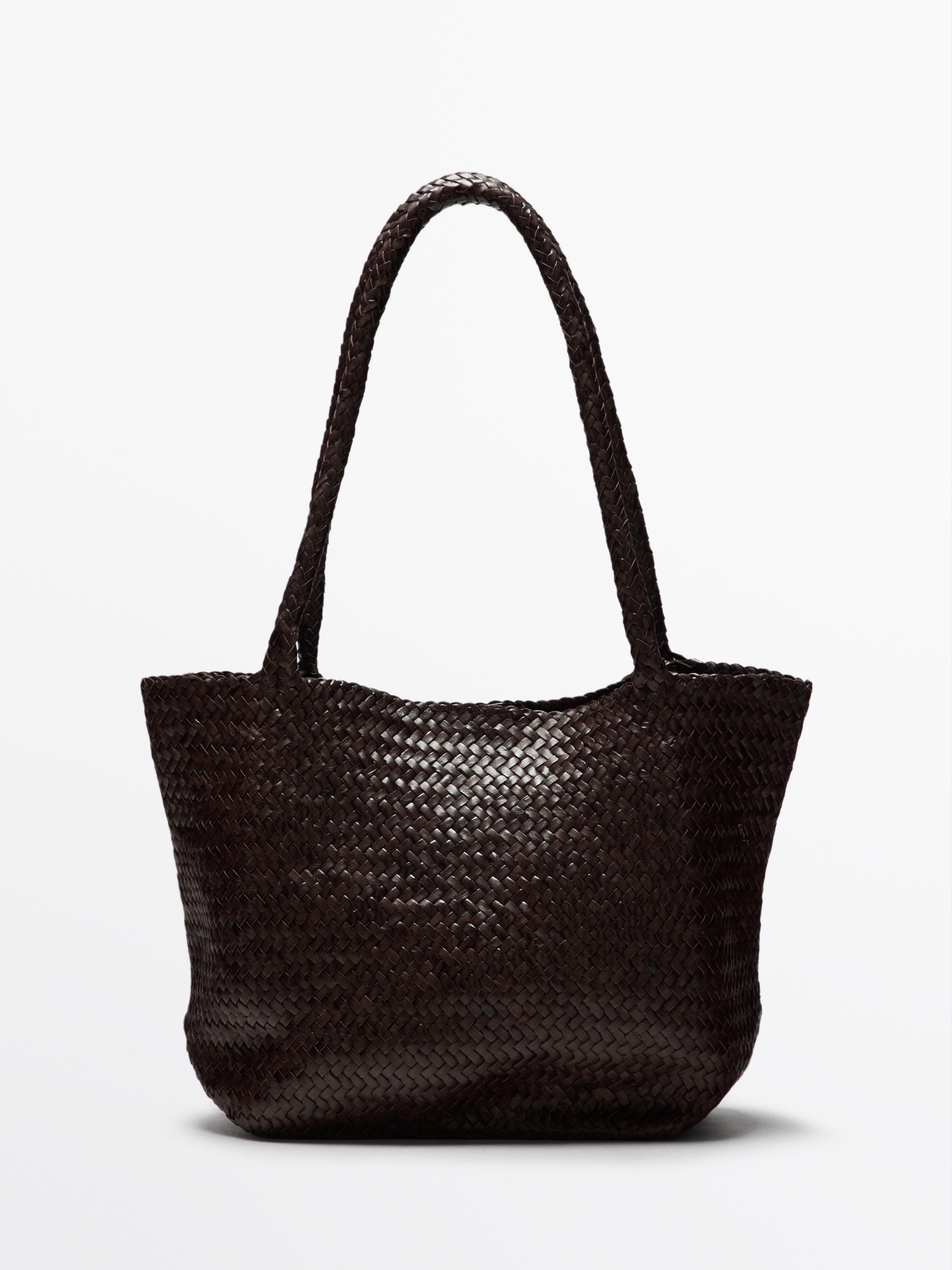 Massimo Dutti ☆ ハーフアイコン スプリットスエードバッグ Half icon split suede bag · Sand · Leather Outerwear
