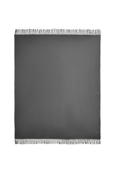 Zara FRINGED SOFT BLANKET - Anthracite grey