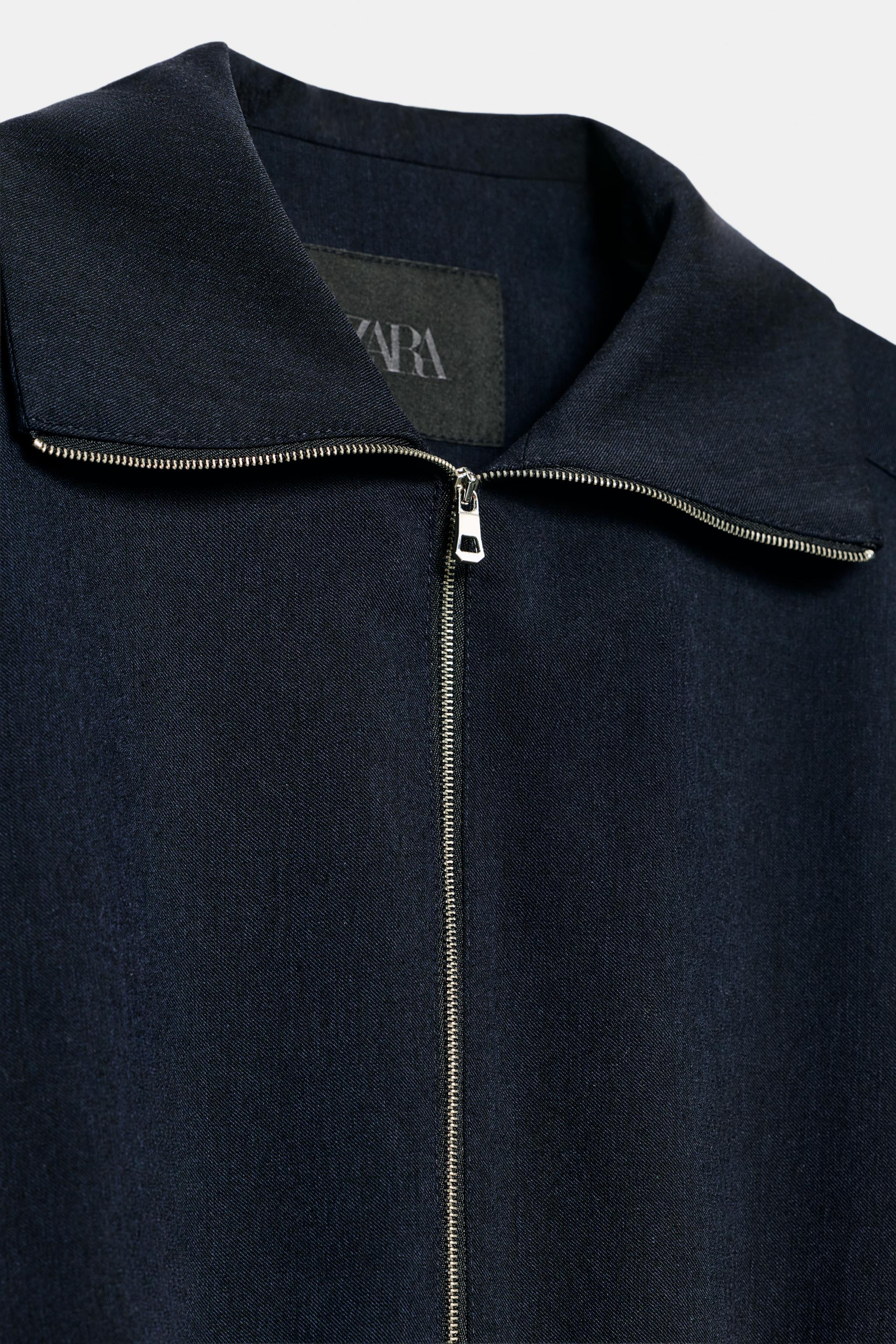 ZW COLLECTION ジップアップ ボンバージャケット - ネイビーブルー