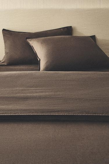 Zara WASHED LINEN DUVET COVER (140 GXM²) - Brown / Taupe