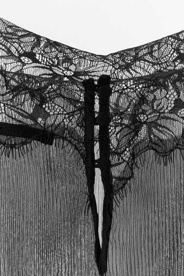 PLEATED LACE TOP - Black by Zara - Image 6