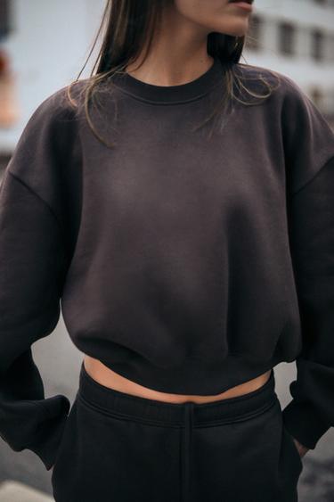 Sweat Zara Pour Femme - Taille S - Bleu - Manches Longues En Coton/Polyester - Occasion Très Bon État